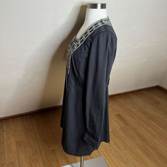 Cabi Jacket Womens 4 Charcoal Turkish Delight Embroidered Beaded Military - Picture 8 of 10